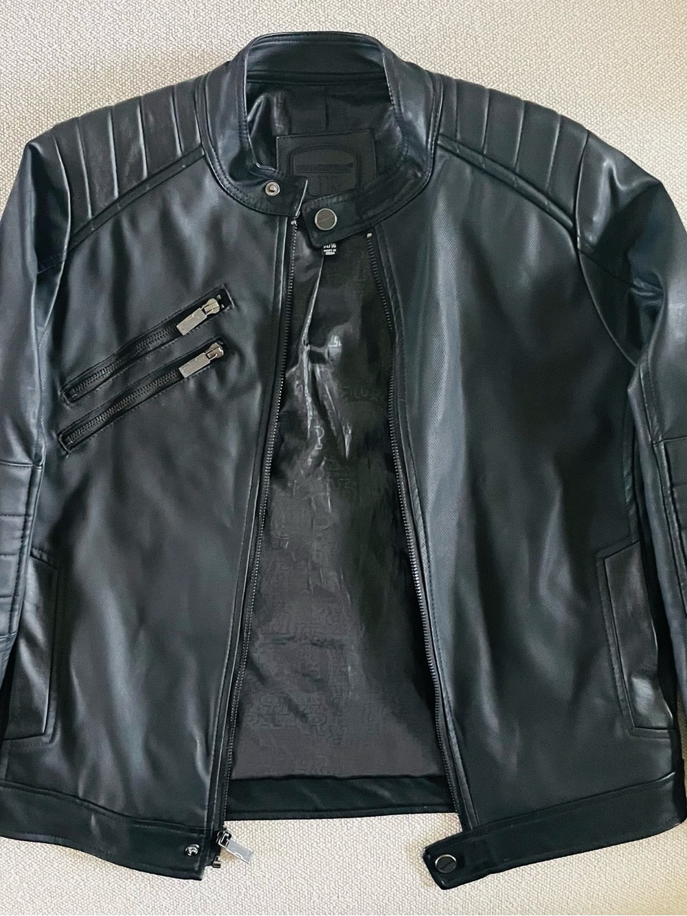Black Kids' Faux Leather Bomber Jacket